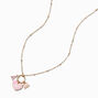Pink Heart Cluster Charm Pendant Necklace,