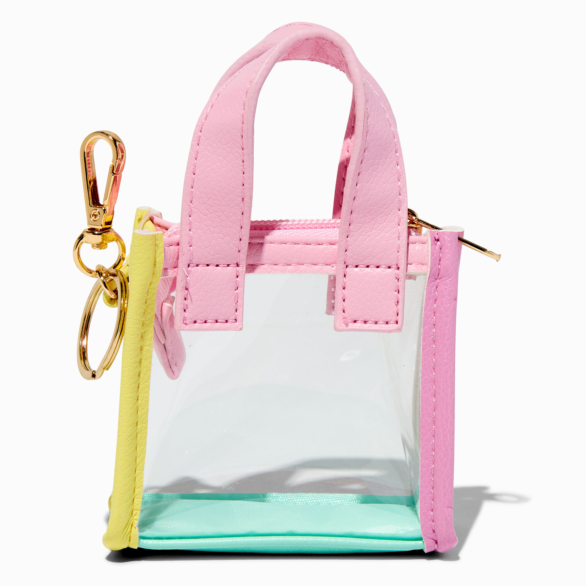 Pastel Colorblock Clear Mini Tote Bag Keychain Claire s US