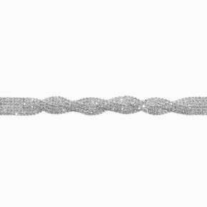 Silver-tone Crystal Pav&eacute; Braided Twist Choker Necklace ,
