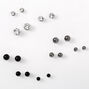 Mixed Metal Graduated Round Magnetic Stud Earrings - 9 Pack,