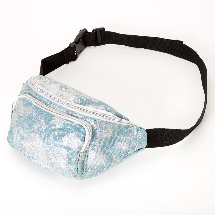 Holographic Denim Bum Bag - Blue,