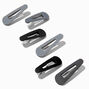 Matte Black &amp; Gray Snap Hair Clips - 6 Pack,