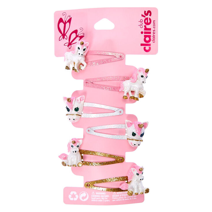 Lot de 6&nbsp;barrettes clic clac licorne &agrave; paillettes du Club&nbsp;Claire&#39;s,