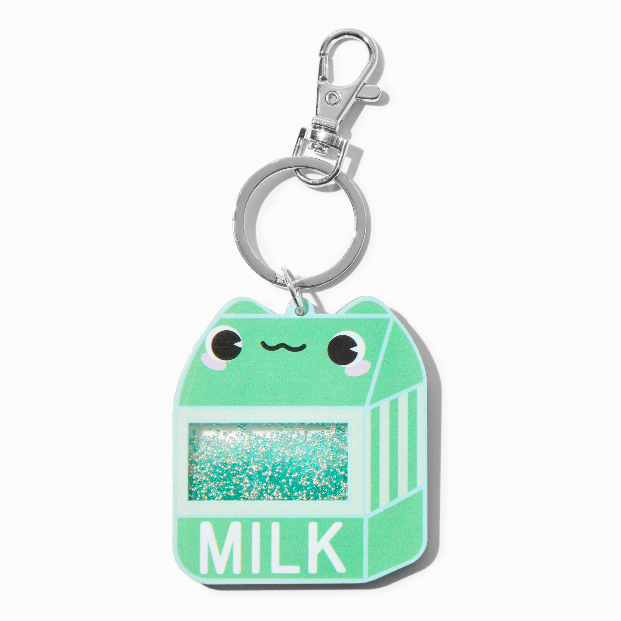 View Claires Frog Milk Shaker Glitter Keyring information