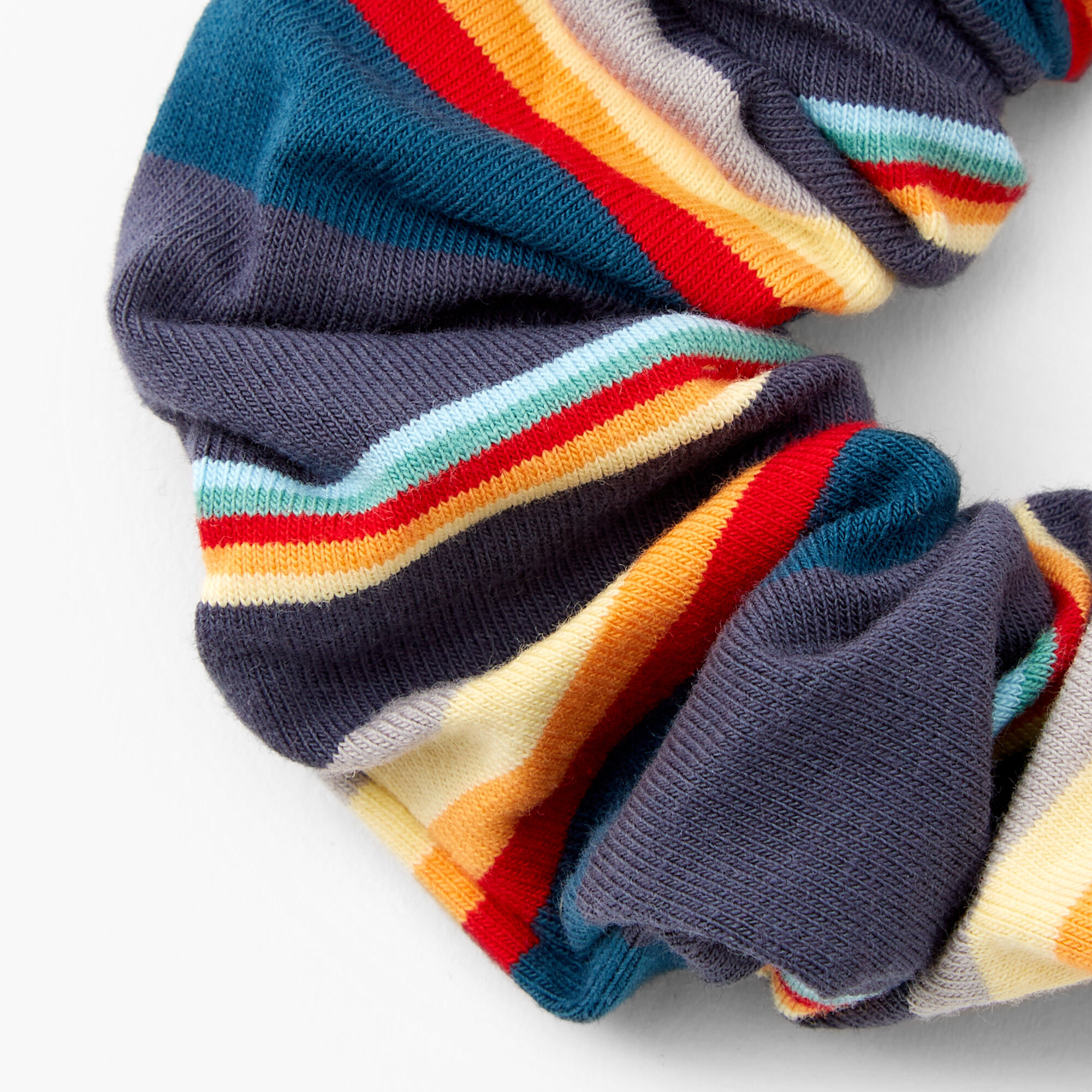 Medium Striped Hair Scrunchie - Navy,