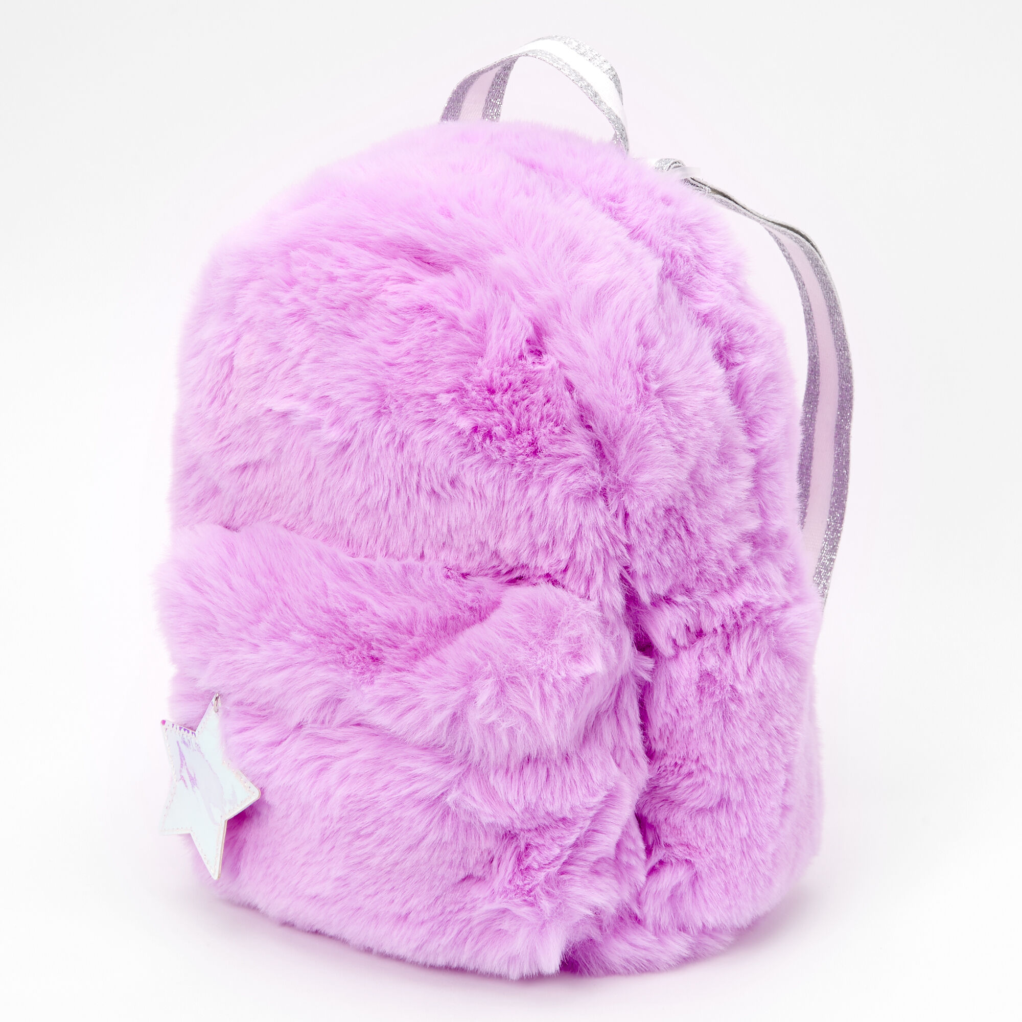 Sac dos en fausse fourrure fluo de taille moyenne Violet