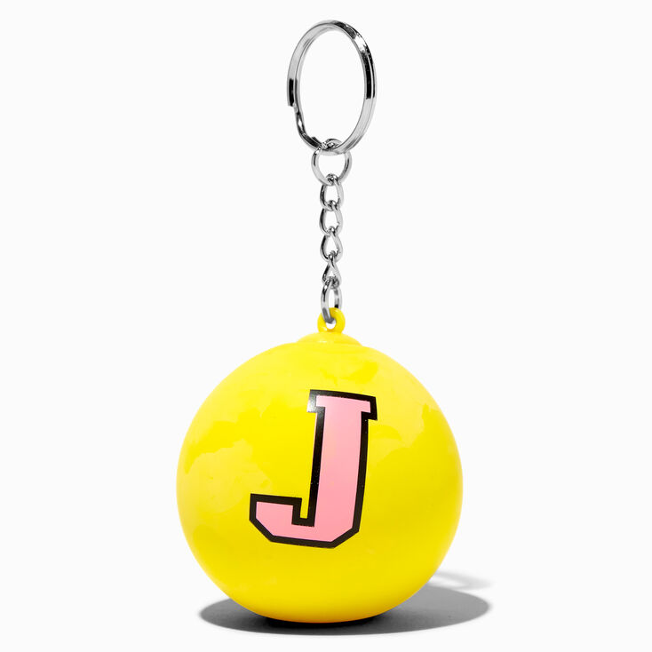 Initial Yellow Stress Ball Keychain - J