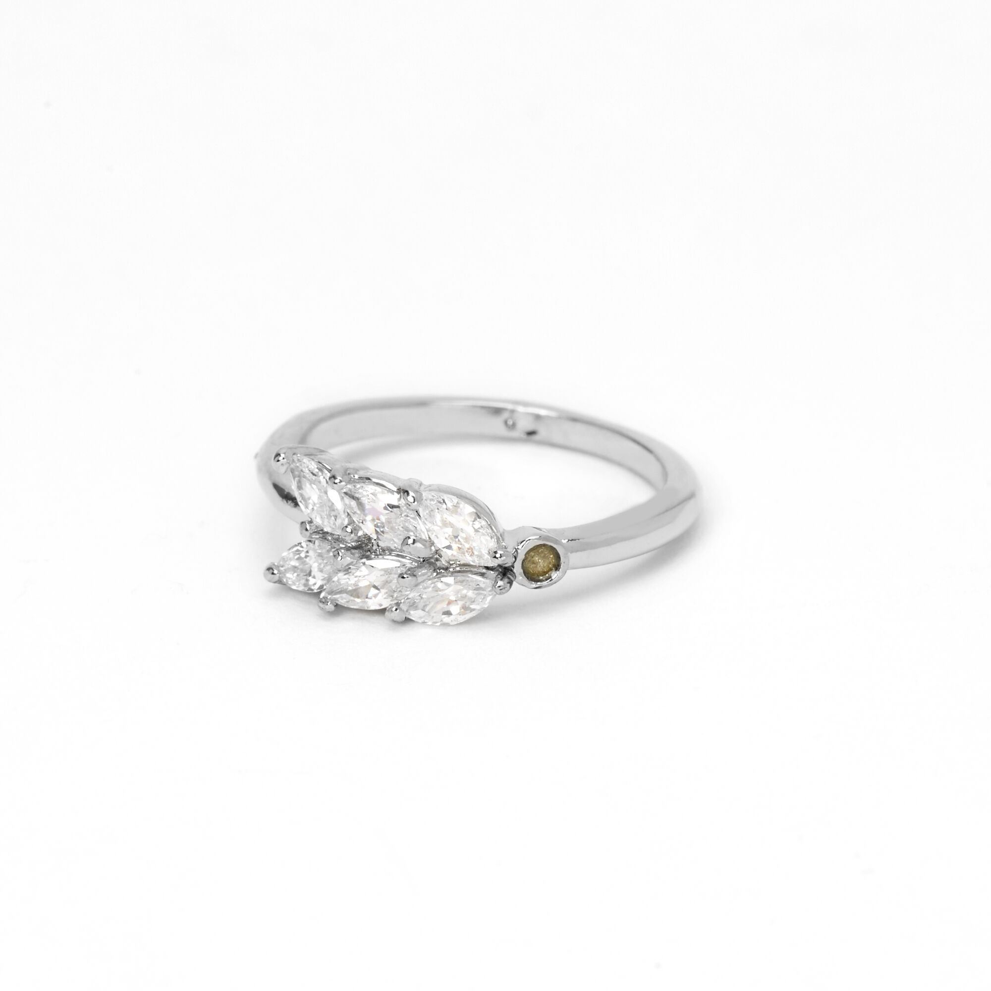 Silver Cubic Zirconia Leaf Midi Ring,