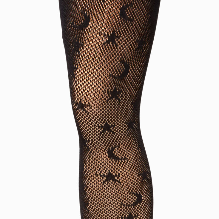 Stars & Moons Black Fishnet Tights - Size S/M