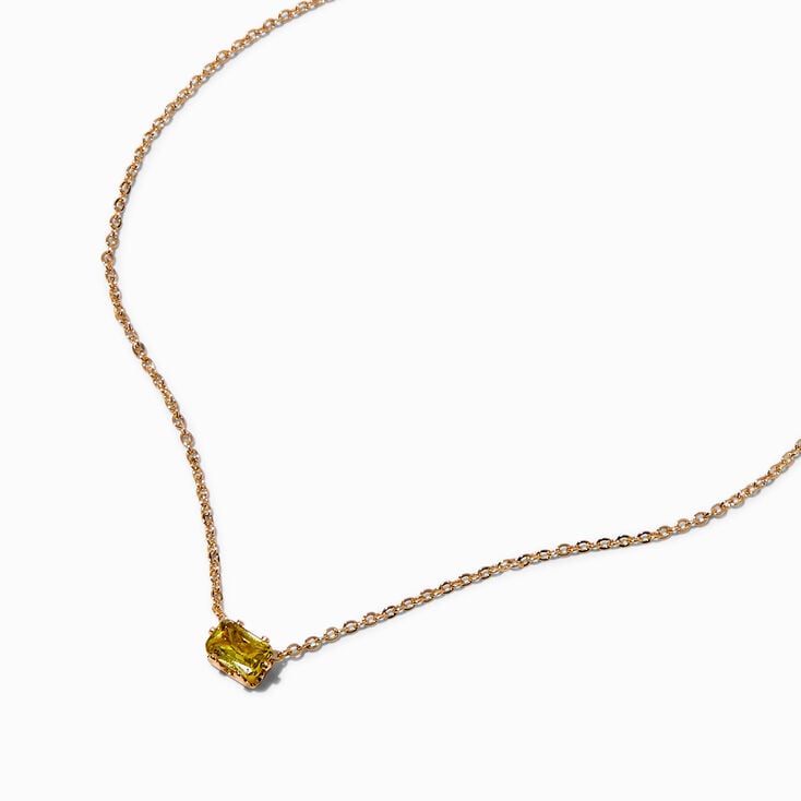 Green Cubic Zirconia Gold-tone Pendant Necklace,