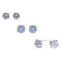 Silver Cubic Zirconia Round Stud Earrings - 6MM, 7MM, 8MM,