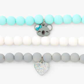 Claire&#39;s Club Koala Heart Beaded Stretch Bracelets - 3 Pack,