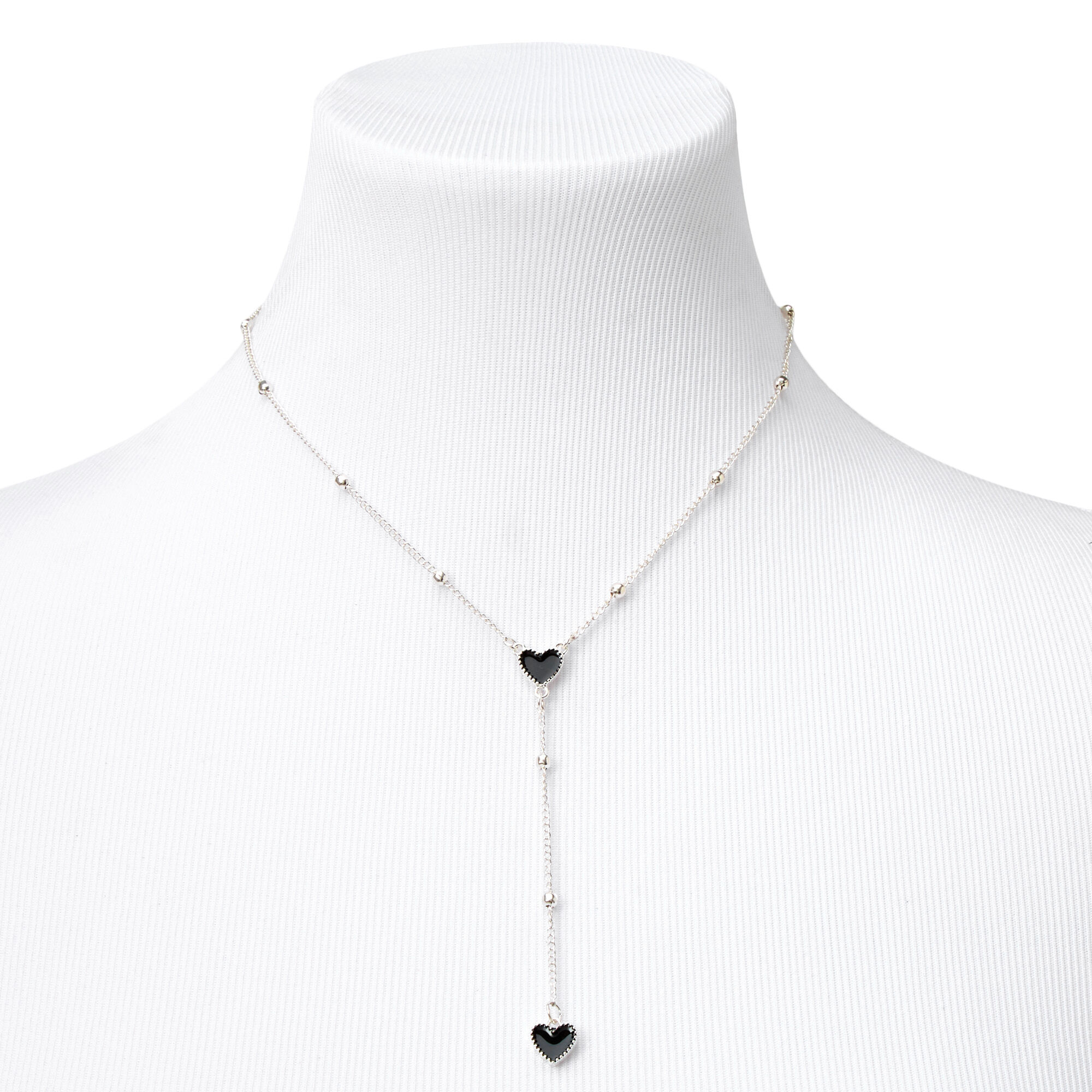 Black & Silver Heart 20" Chain Necklace,