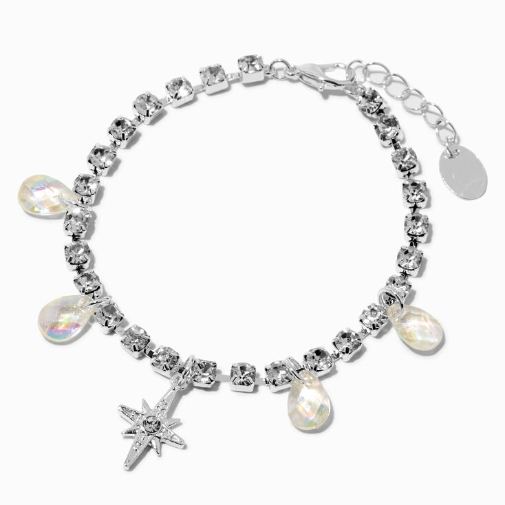 Bracelet &agrave; breloques avec cha&icirc;ne en strass &eacute;toile couleur argent&eacute;e,