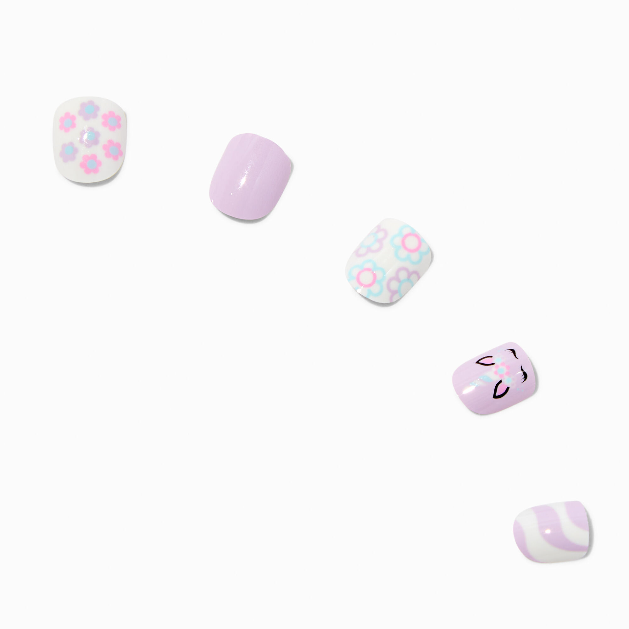 Claire's Club Purple Unicorn Press On Vegan Faux Nail Set - 10 Pack,