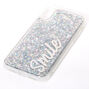 Smile Silver Glitter Liquid Fill Phone Case - Fits iPhone XR,