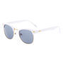 Gold Retro Browline Sunglasses - White,