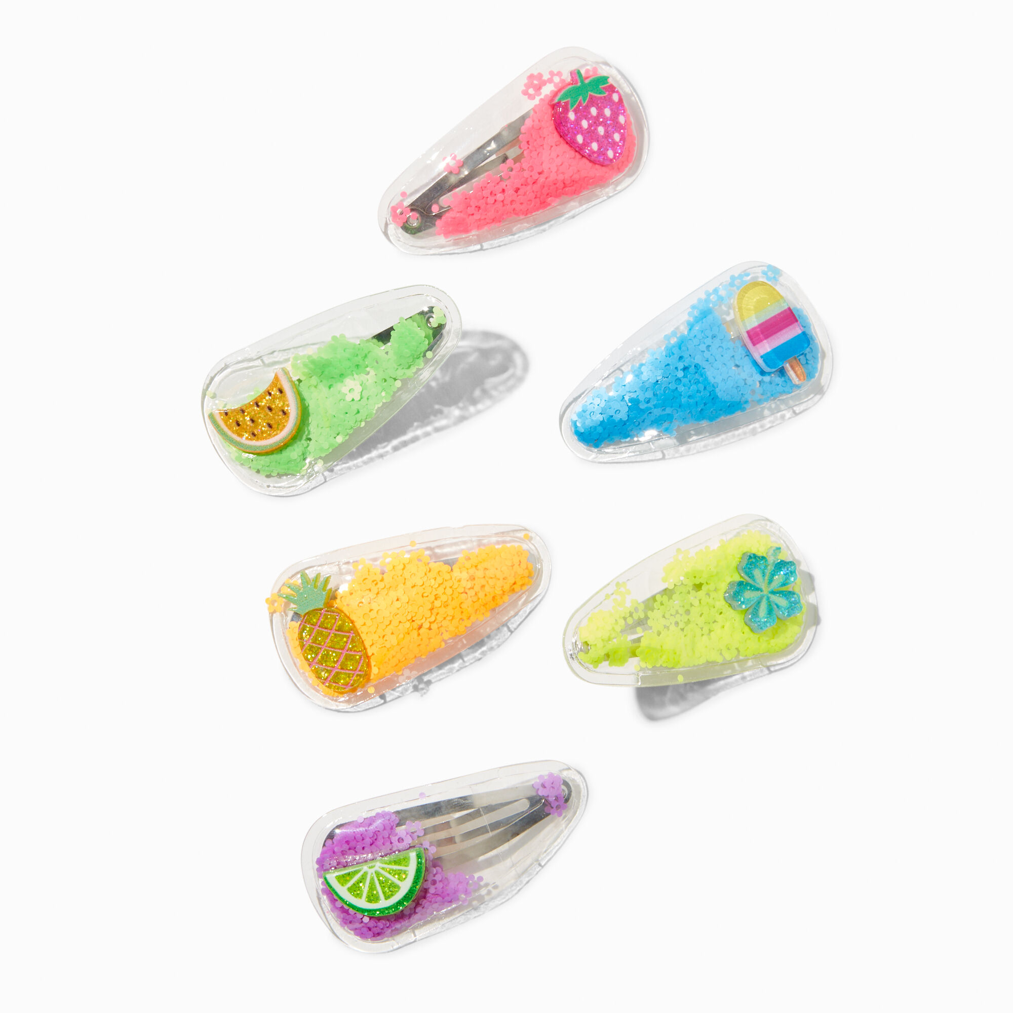 View Claires Club Summer Fruit Shaker Snap Hair Clips 6 Pack information