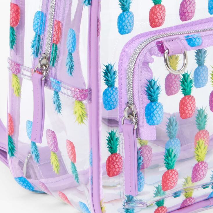 Pineapple Print Purple Trim Clear Small Backpack,