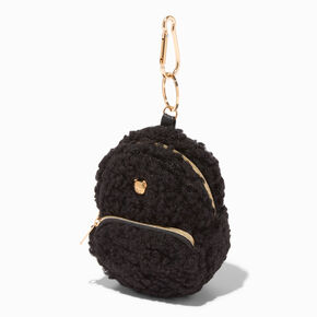 Golden Bear Black Sherpa Mini Backpack Keychain,