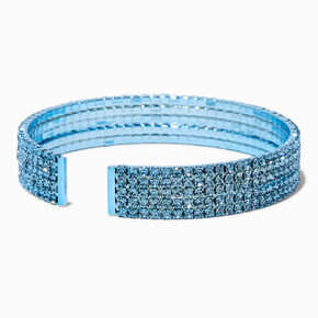 Light Blue Crystal Five-Row Cuff Bracelet,