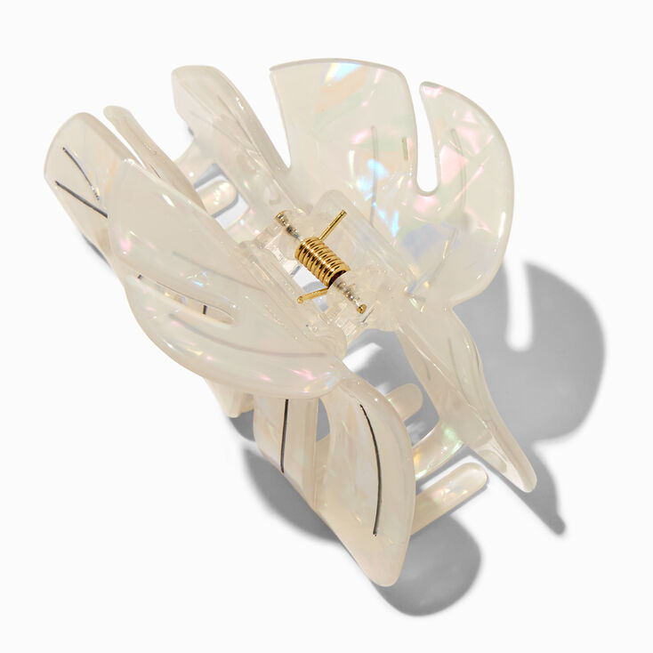White Iridescent Leaf Hair Claw,