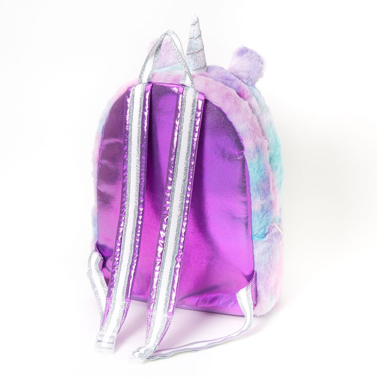 Sac &agrave; dos de taille moyenne licorne en peluche tie dye pastel,