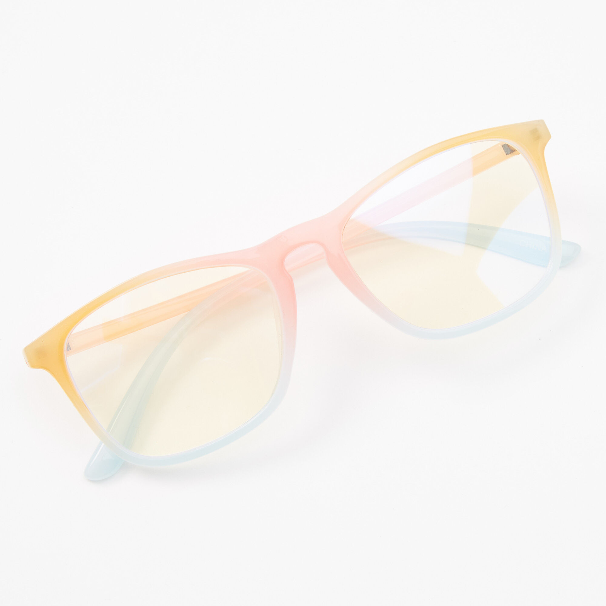 Orange & Pink Ombré Blue Light Reducing Clear Lens Plastic Frames,