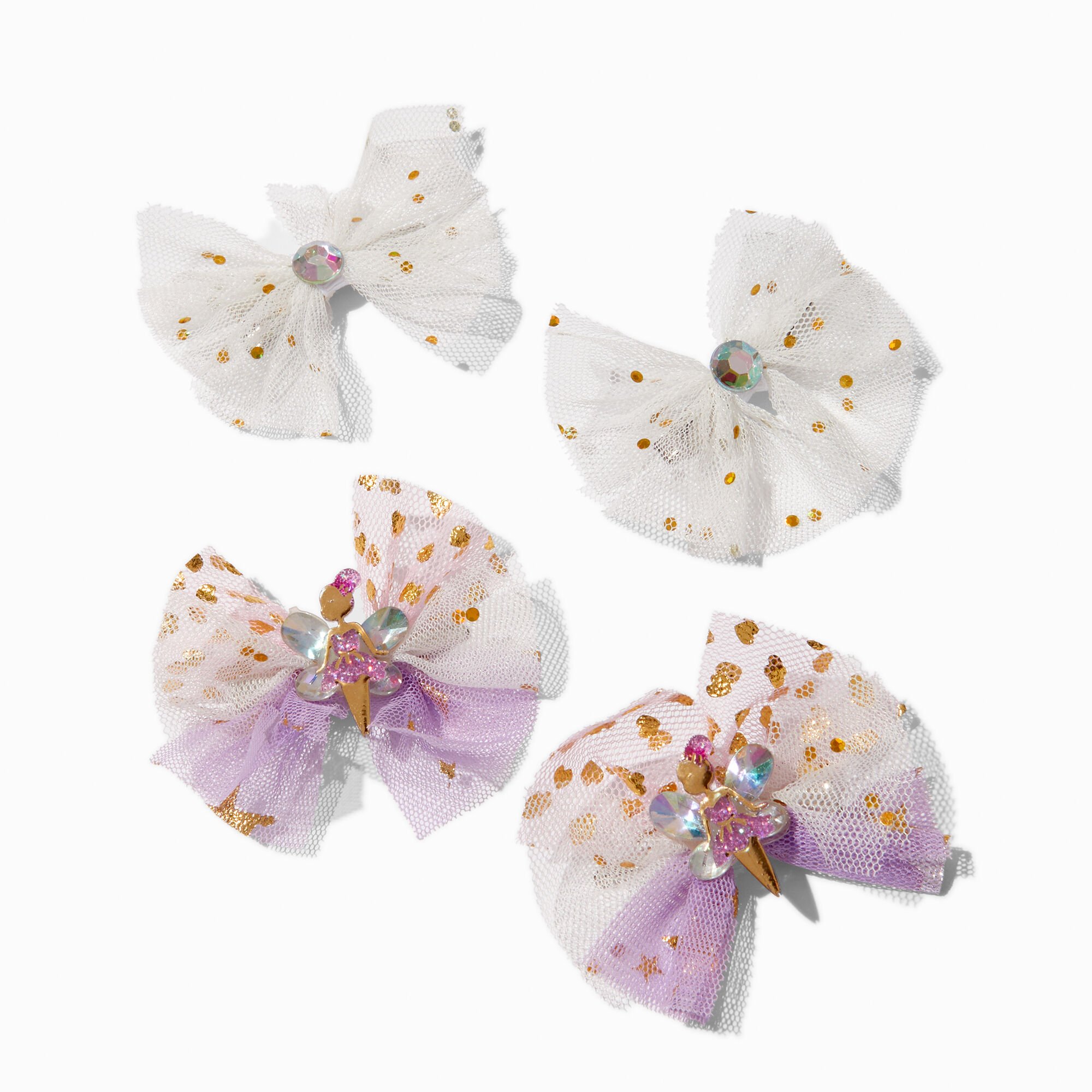 Claire's Club Fairy Hair Bow Clips - 4 Pack,