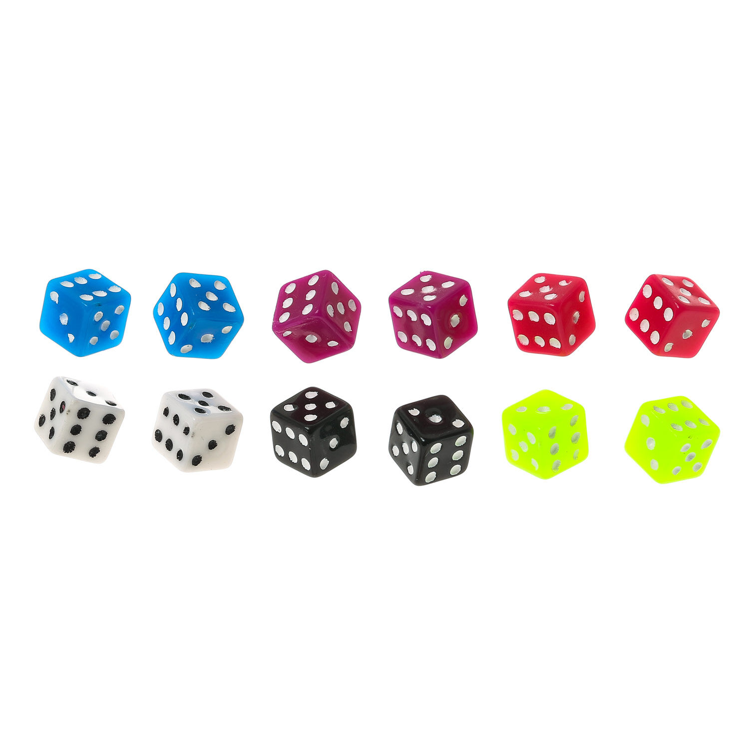6 Pack Bright Dice Stud Earrings