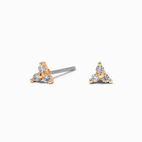 Gold-tone Cubic Zirconia Trio Stud Earrings,