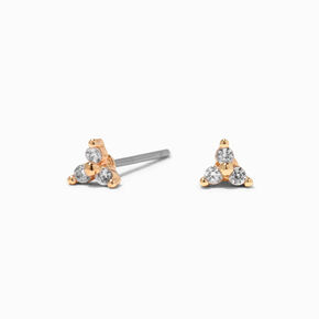 Gold Cubic Zirconia Trio Stud Earrings,