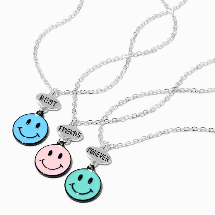 Best Friends Happy Face Necklaces - 3 Pack,