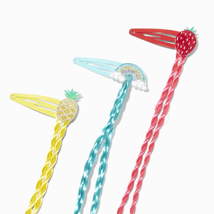 Claire&#39;s Club Faux Hair Glitter Fruit Snap Clips &#40;6 pack&#41;,