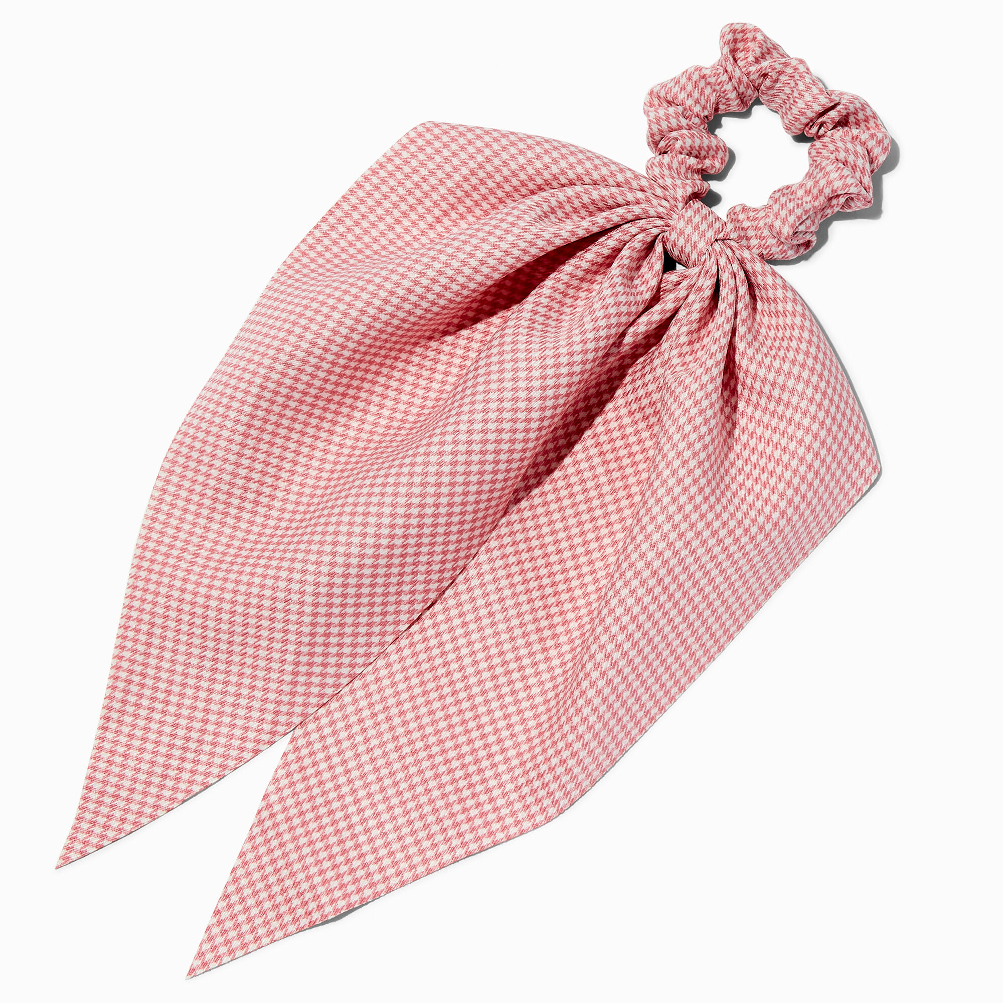 View Mean Girls X Claires Houndstooth Long Tail Scrunchie Scarf Pink information