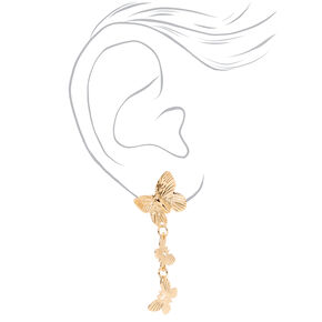 Gold 1.5&quot; Butterfly Drop Earrings,