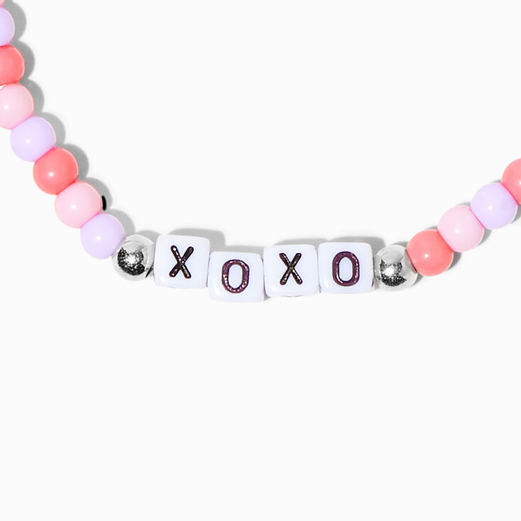 Pink XOXO Beaded Stretch Bracelet,