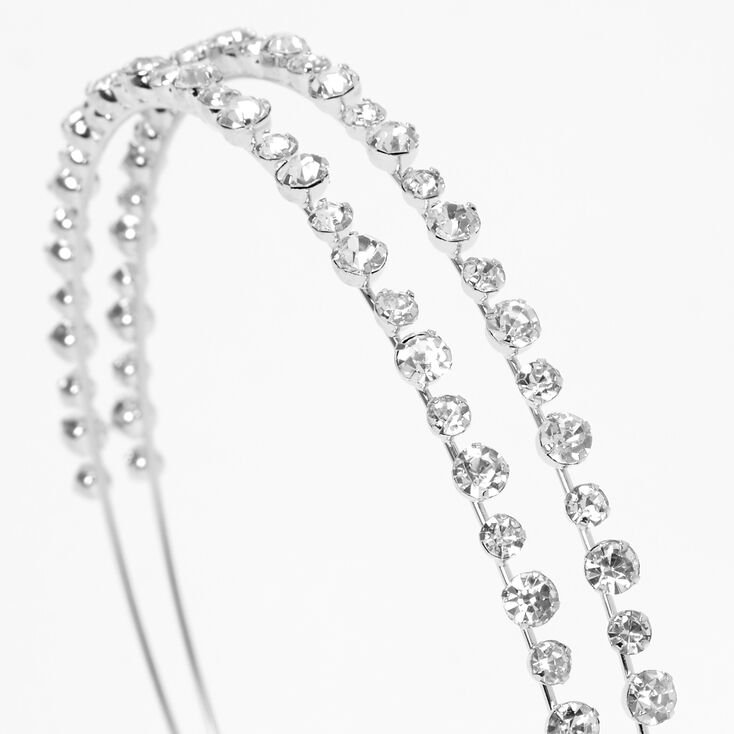 Silver Two Row Rhinestone Headband,