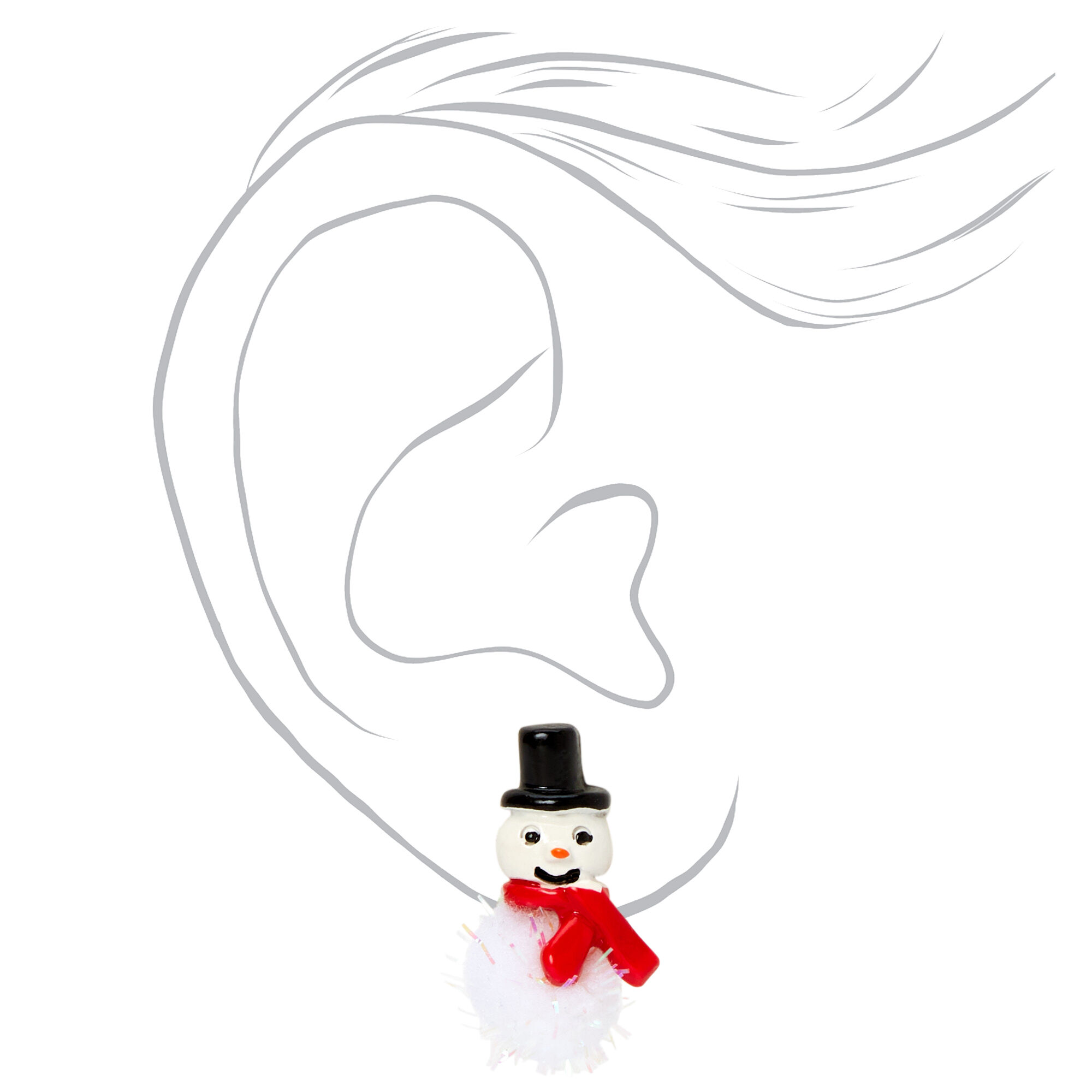 Polyresin Snowman Pom Stud Earrings,