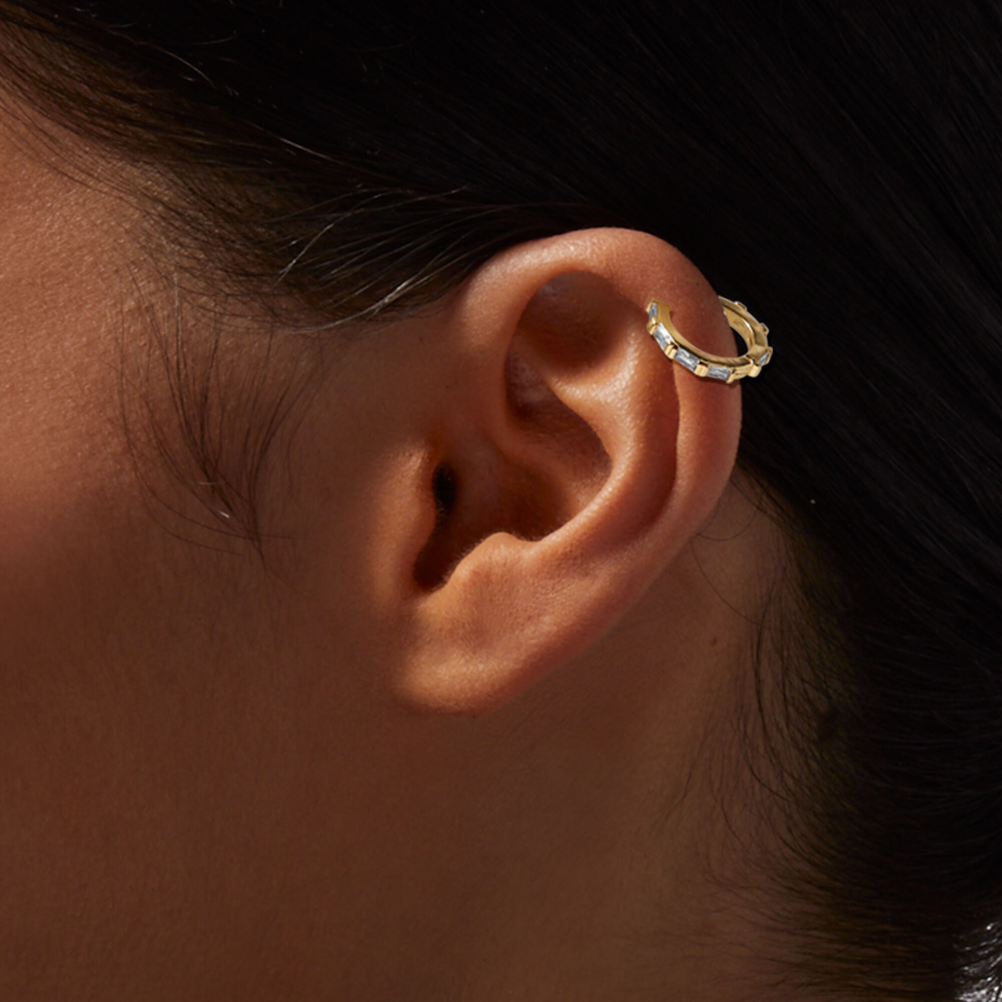 Cartilage top gold earrings