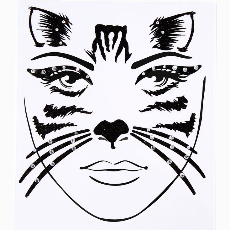 Embellished Black Cat Face Stickers,