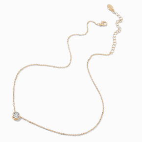 Gold-tone Cubic Zirconia Round Pendant Necklace,
