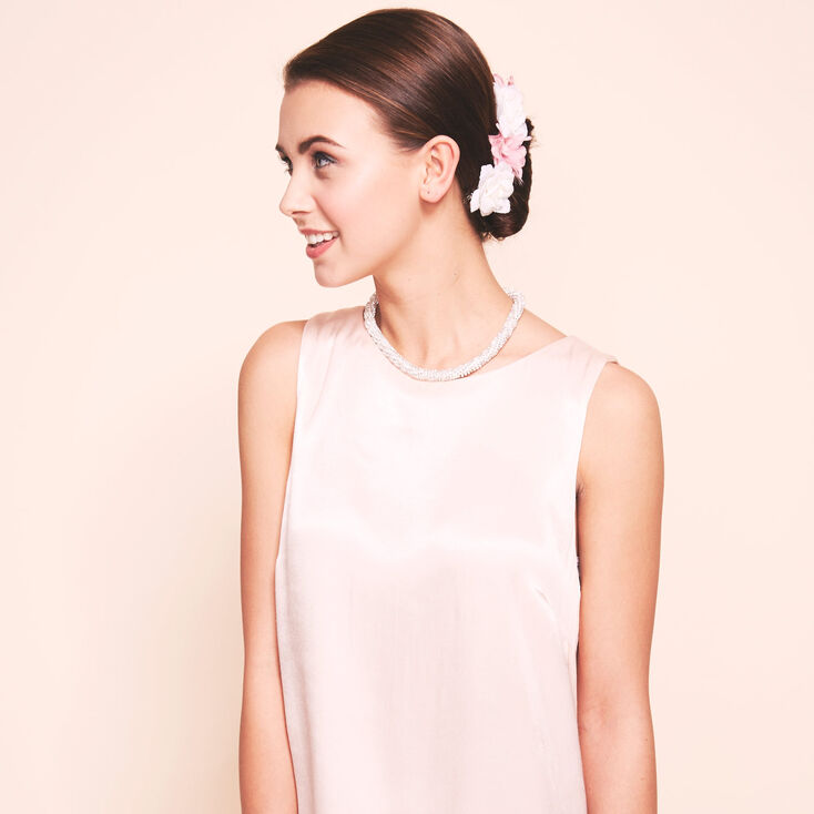 Lot de 2 barrettes &agrave; motif rose cr&egrave;me,