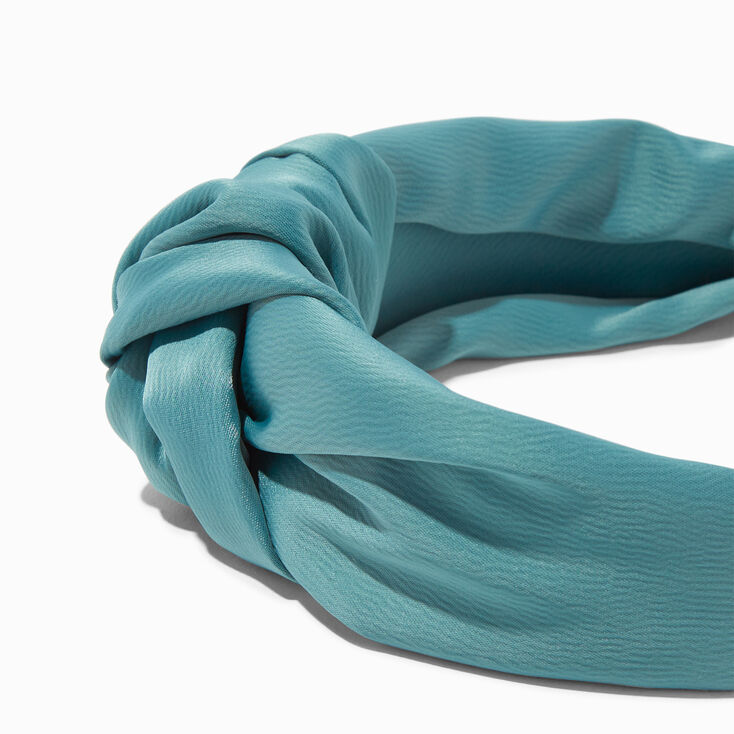 Teal Satin Knotted Headband,