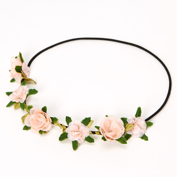 Leaves &amp; Roses Flower Crown Headwrap - Blush Pink,