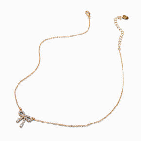 Gold-tone Bow Pendant Necklace,