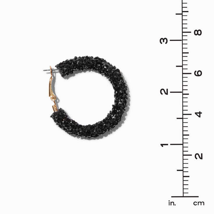 Jet Black Crystal 35MM Hoop Earrings,
