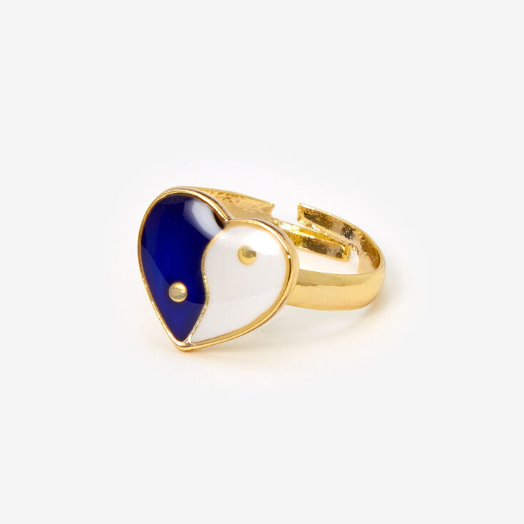 Gold Heart Yin Yang Adjustable Mood Ring,