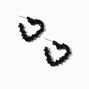 Chain-Wrapped Black Heart Hoop Earrings,