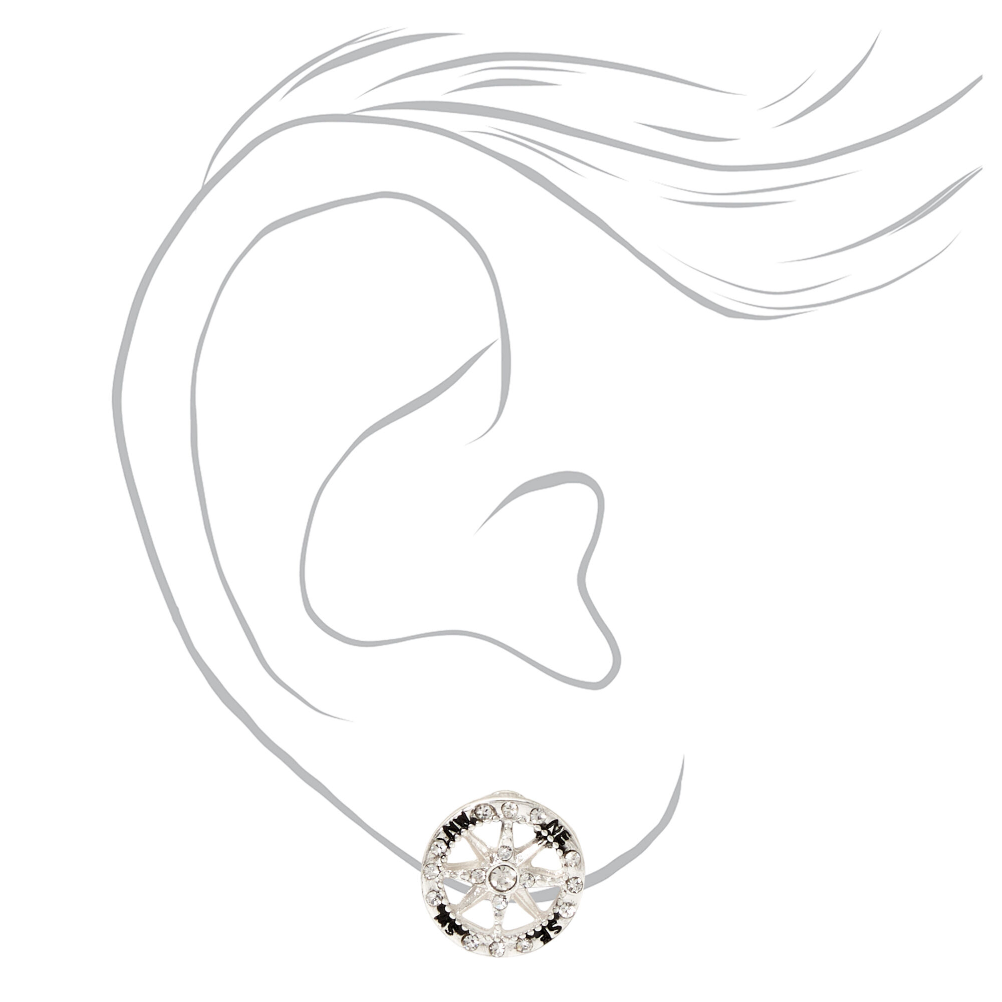 Clous d'oreilles étoiles et strass boussole,